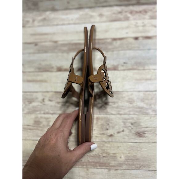 Tory Burch Miller Sandals Tan Patent Leather Women's Size 9.5 M Flats Neutral - Picture 5 of 8